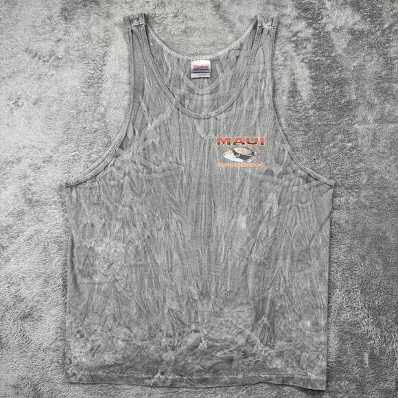 Vintage 90s Hawaii Maui Triggerfish Shirt Tank Mens L Humuhumu Surfer Beach Tee - Picture 2 of 6